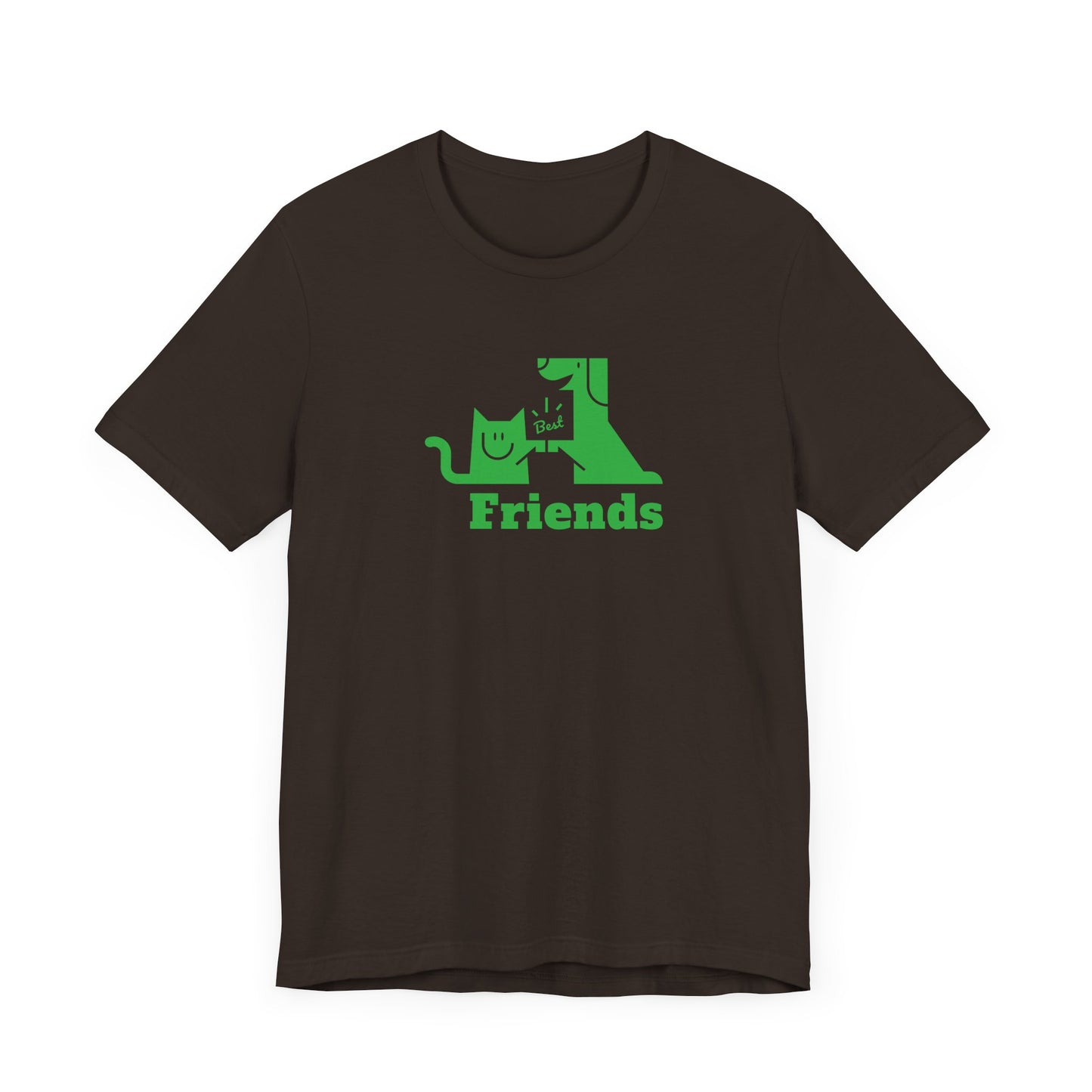 Cat & Dog Hi-5 Each Other Best Friends Green Print Unisex Jersey Short Sleeve Tee