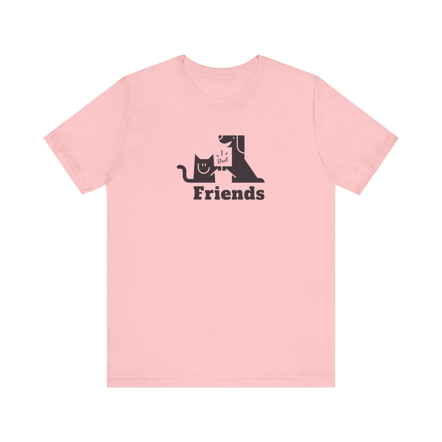 Cat & Dog Hi-5 Each Other Best Friends Black Print Unisex Jersey Short Sleeve Tee