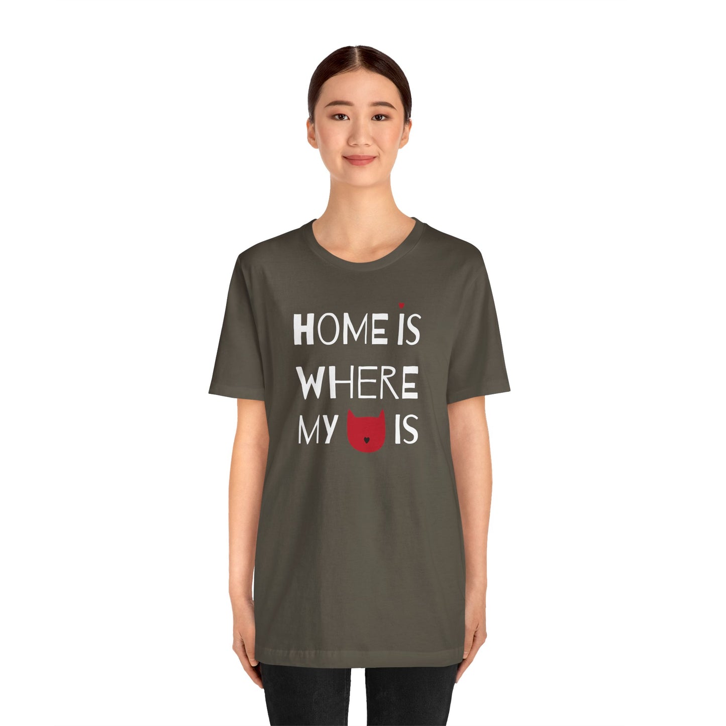 Home Is Where My Cat Is Unisex Jersey Short Sleeve Tee