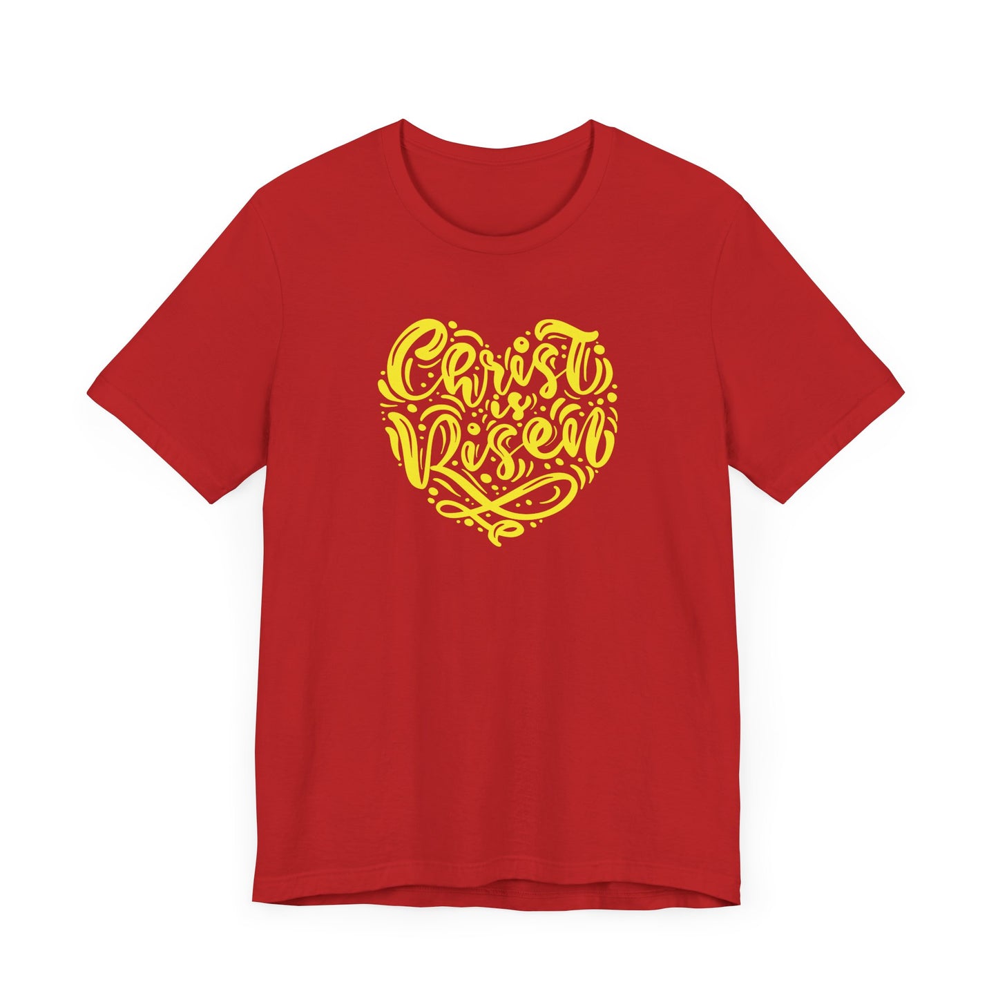 Christ is Risen Heart Shaped Yellow Print Unisex Jersey Short Sleeve Tee