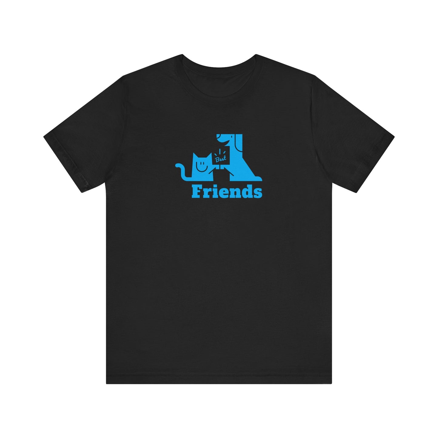 Cat & Dog Hi-5 Each Other Best Friends Blue Print Unisex Jersey Short Sleeve Tee