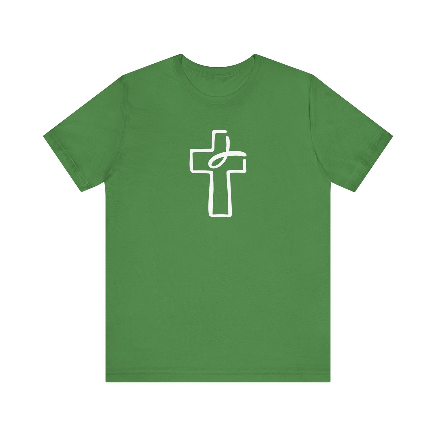 Crucifix Ichthys "Jesus Fish" White Print Unisex Jersey Short Sleeve Tee