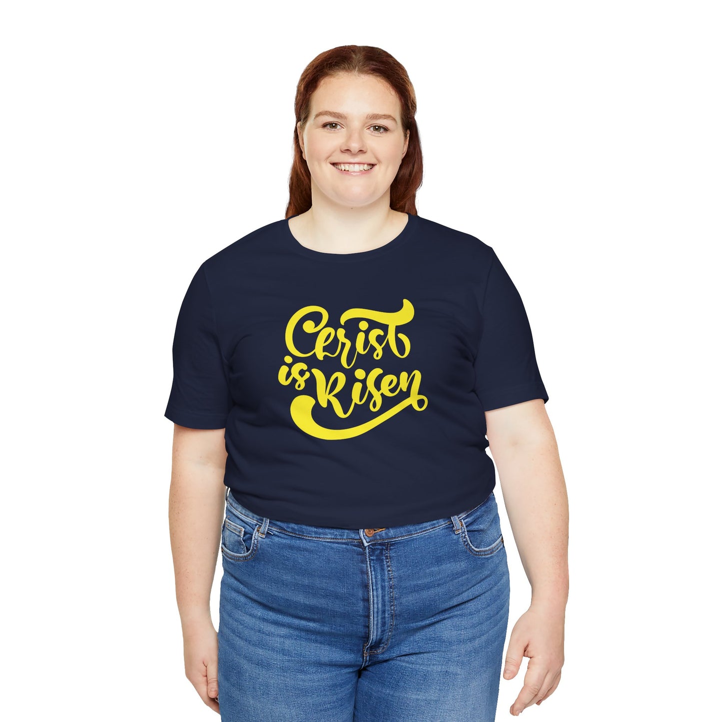 Christ is Risen Yellow Print Unisex Jersey Short Sleeve Tee
