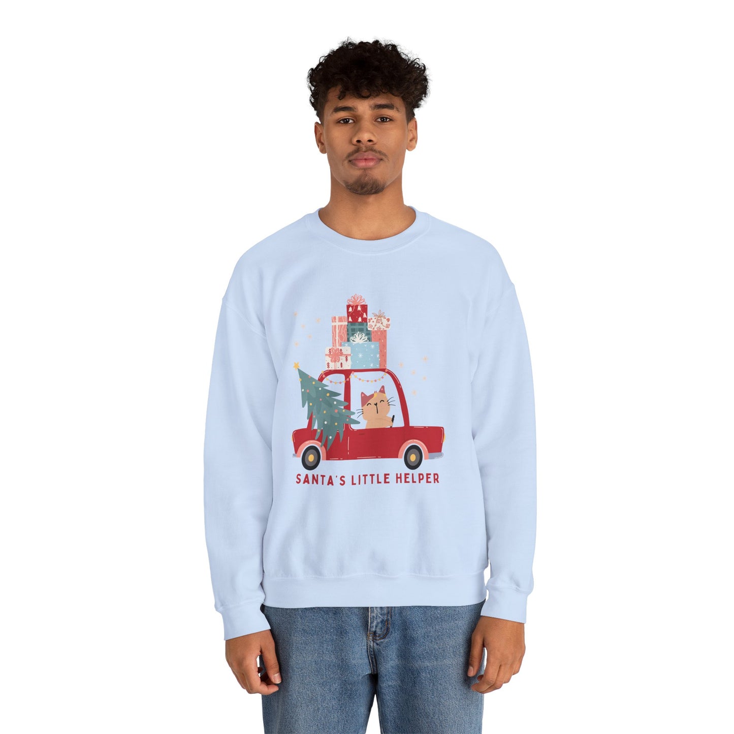 Santa's Little Helper Cat Driving πππ± Unisex Heavy Blend Crewneck Sweatshirt