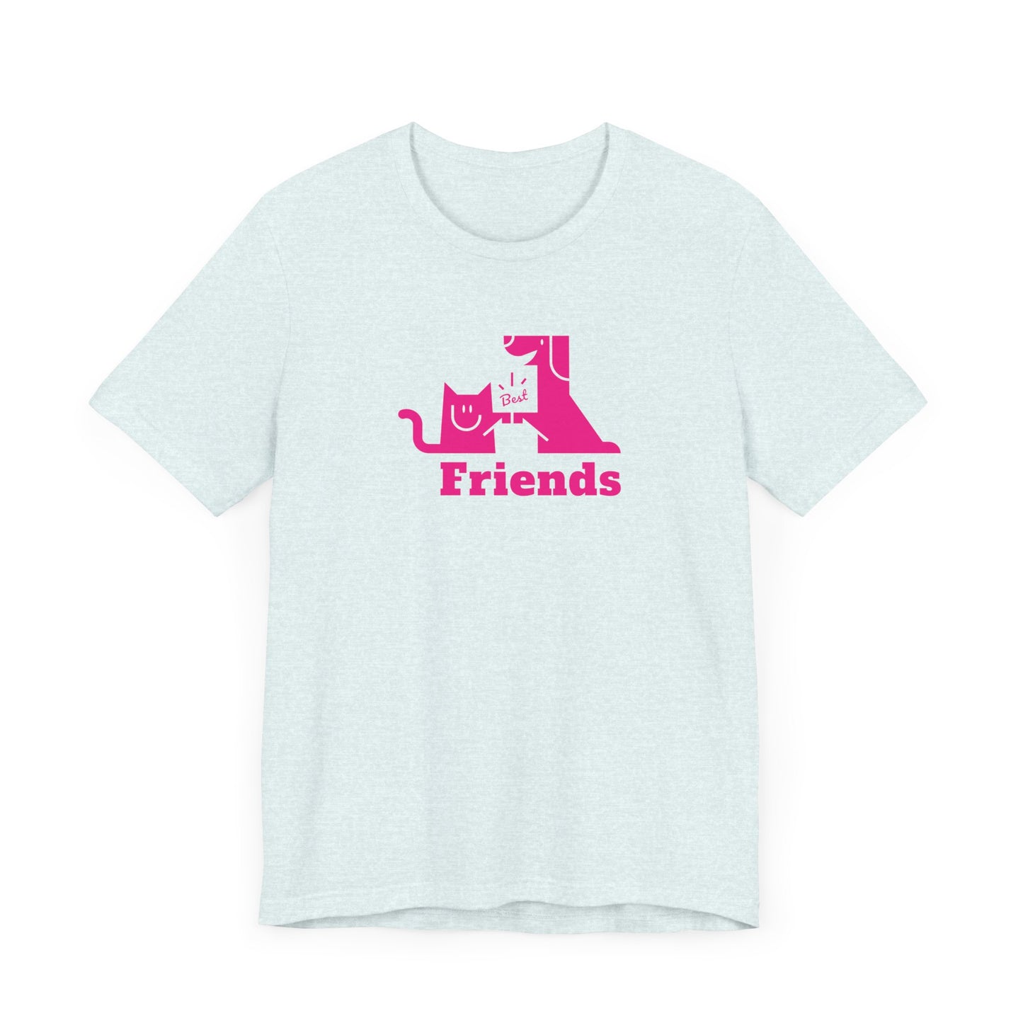 Cat & Dog Hi-5 Each Other Best Friends Pink Print Unisex Jersey Short Sleeve Tee
