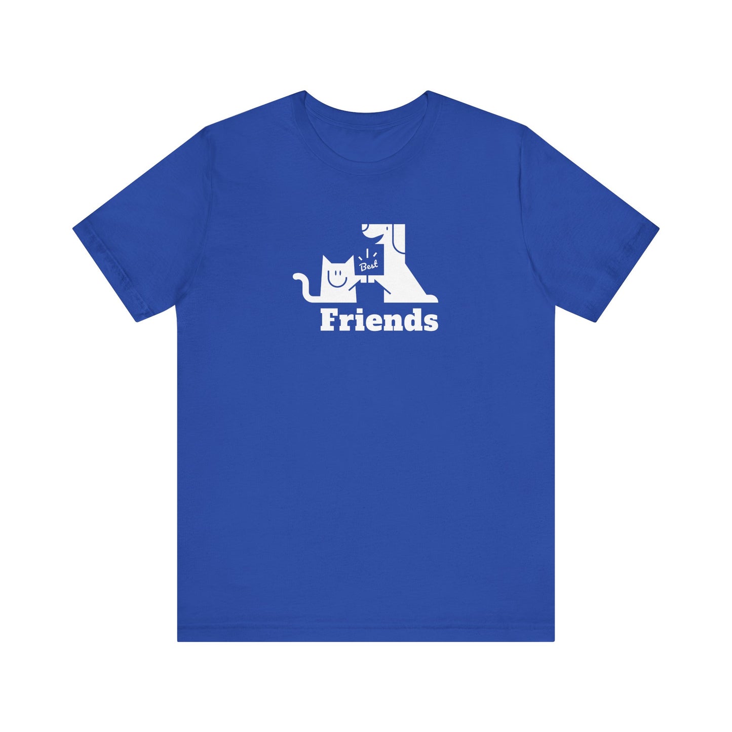 Cat & Dog Hi-5 Each Other Best Friends White Print Unisex Jersey Short Sleeve Tee