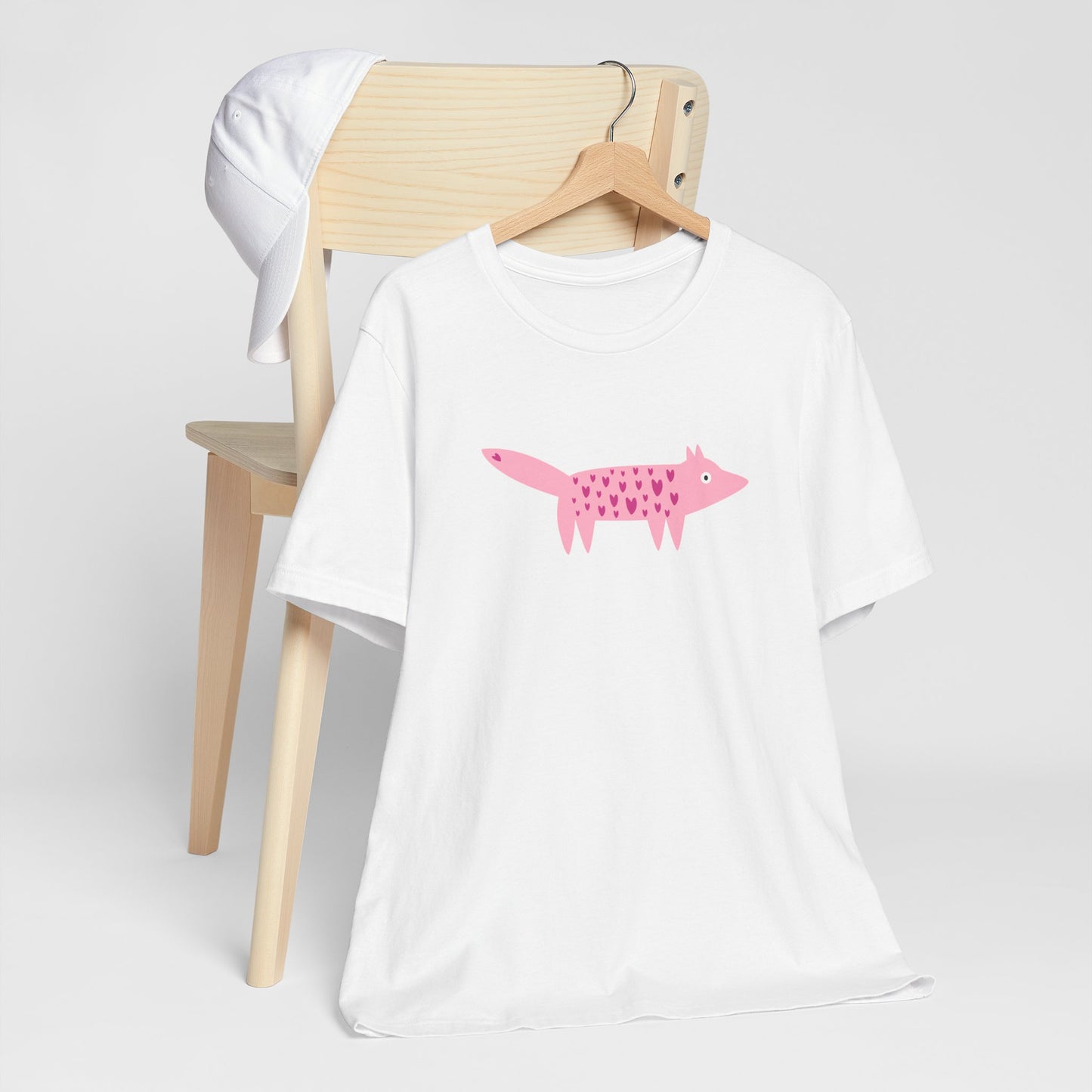 Foxy Love Fest Adorable Pink Fox with Hearts Unisex Jersey Short Sleeve Tee