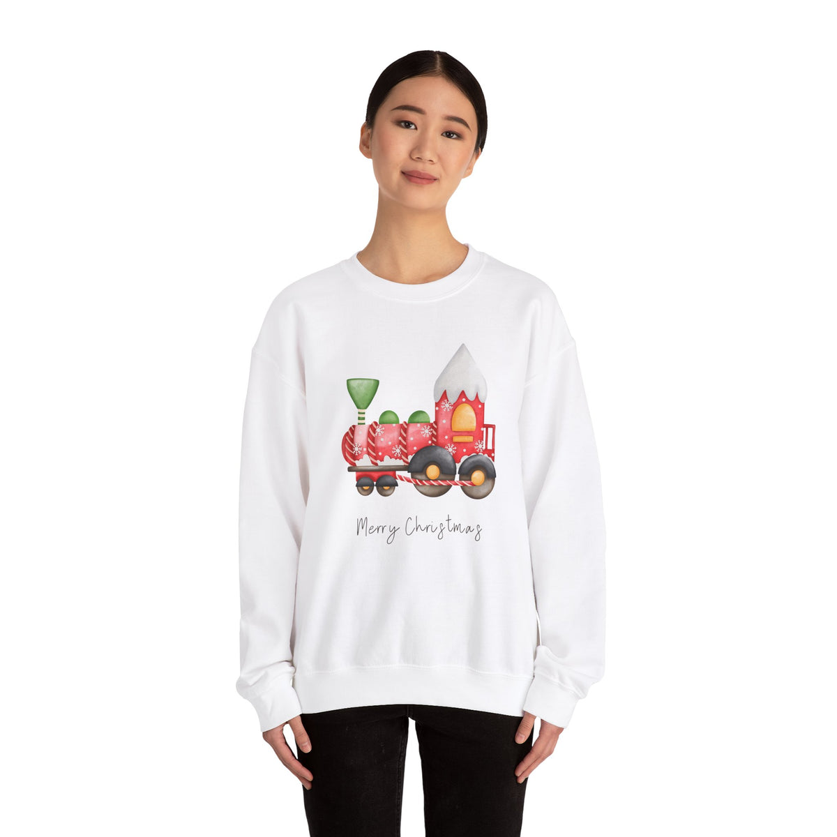 Unisex Heavy Blend Crewneck Sweatshirt Merry Christmas Steam Train ππβ¨
