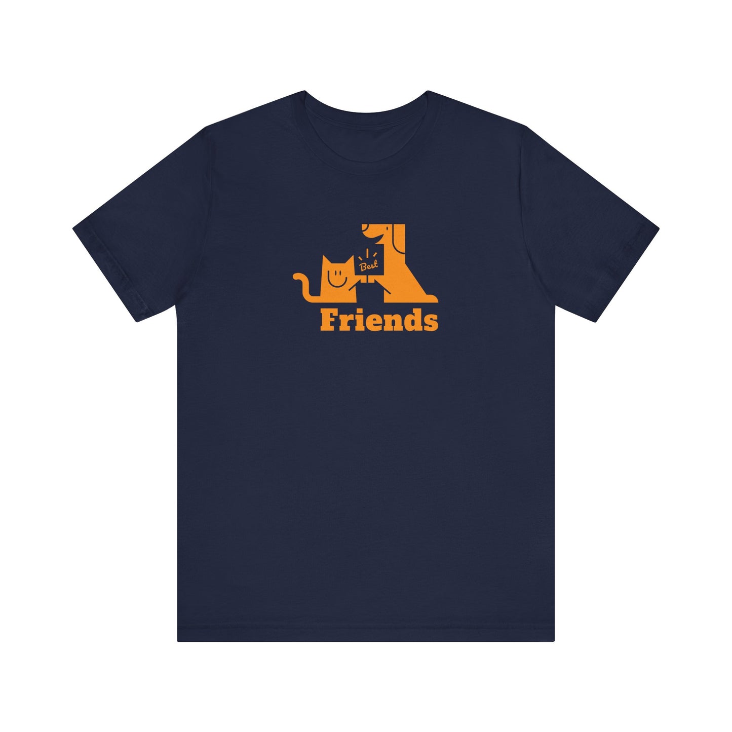Cat & Dog Hi-5 Each Other Best Friends Orange Print Unisex Jersey Short Sleeve Tee