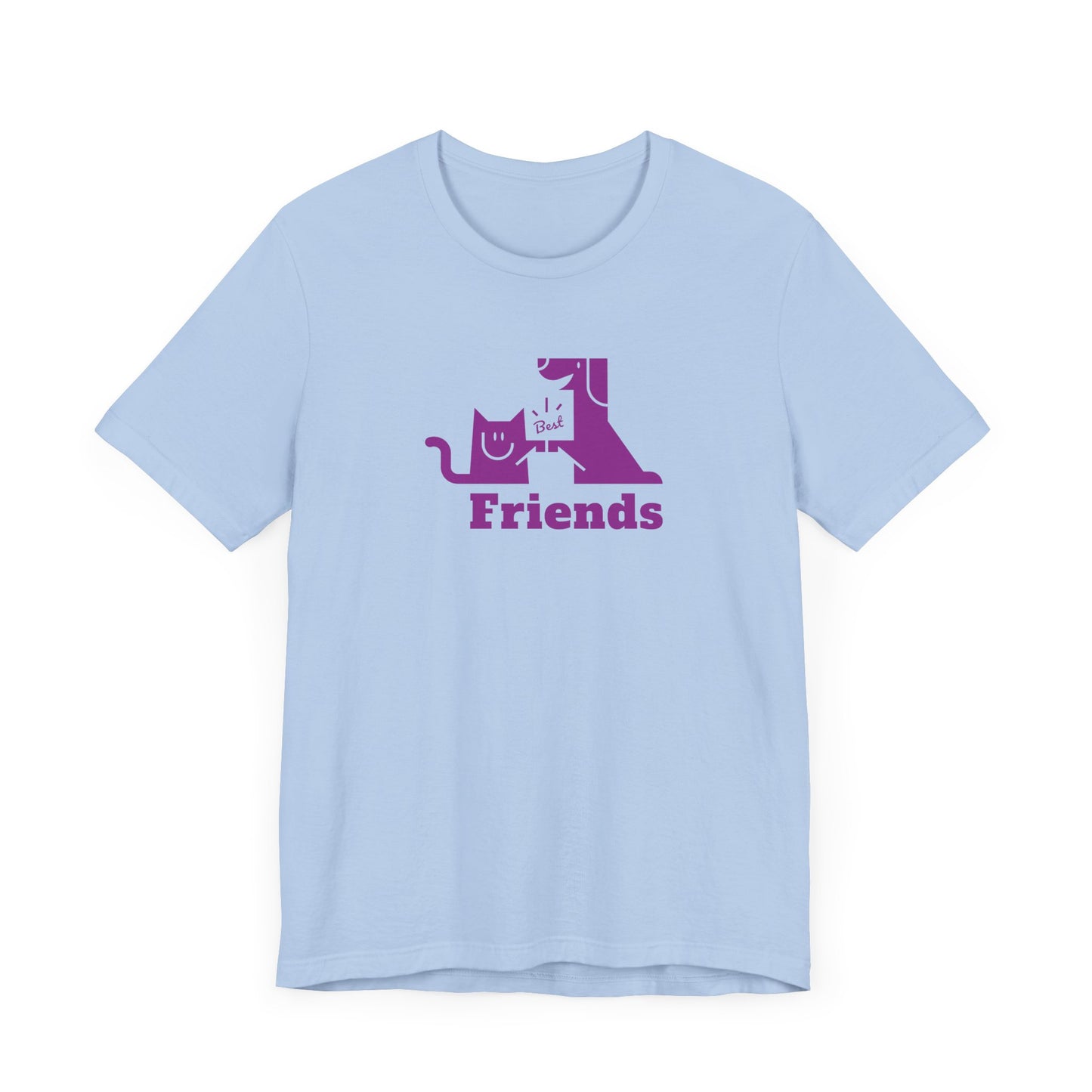 Cat & Dog Hi-5 Each Other Best Friends Purple Print Unisex Jersey Short Sleeve Tee