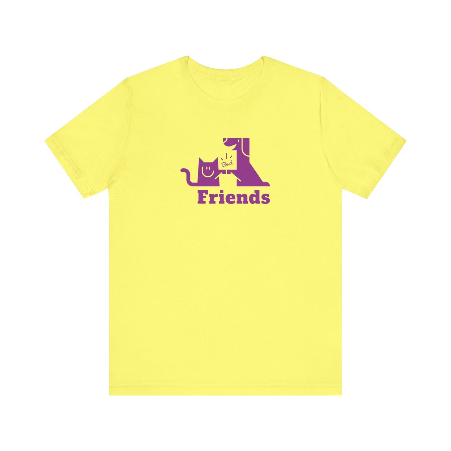 Cat & Dog Hi-5 Each Other Best Friends Purple Print Unisex Jersey Short Sleeve Tee