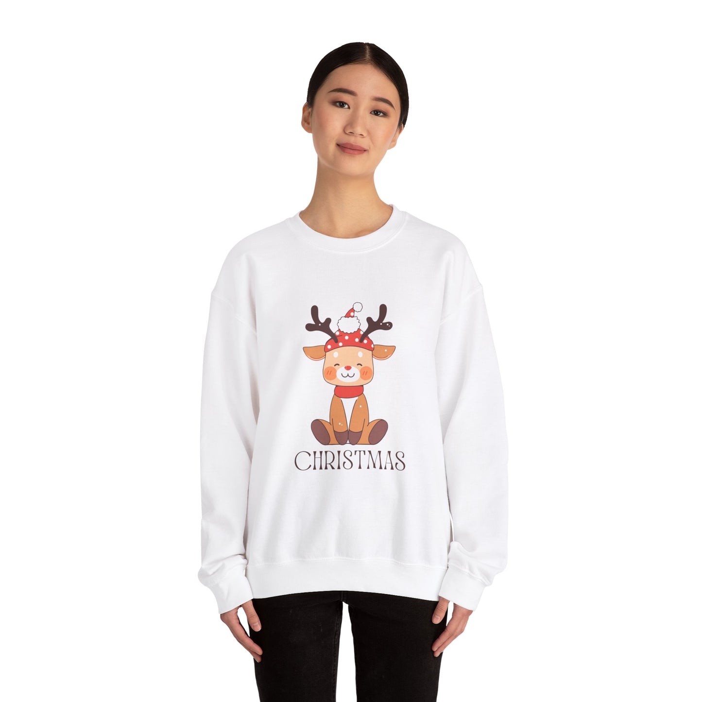 Unisex Heavy Blend Crewneck Sweatshirt Sitting Deer with Christmas ππ¦β¨