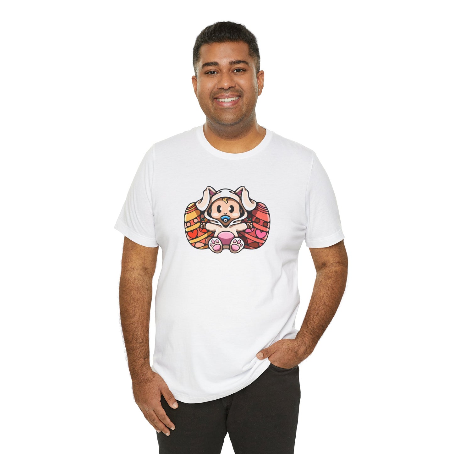 Adorable Baby In Easter Bunny Outfit Unisex Jersey Short Sleeve Tee