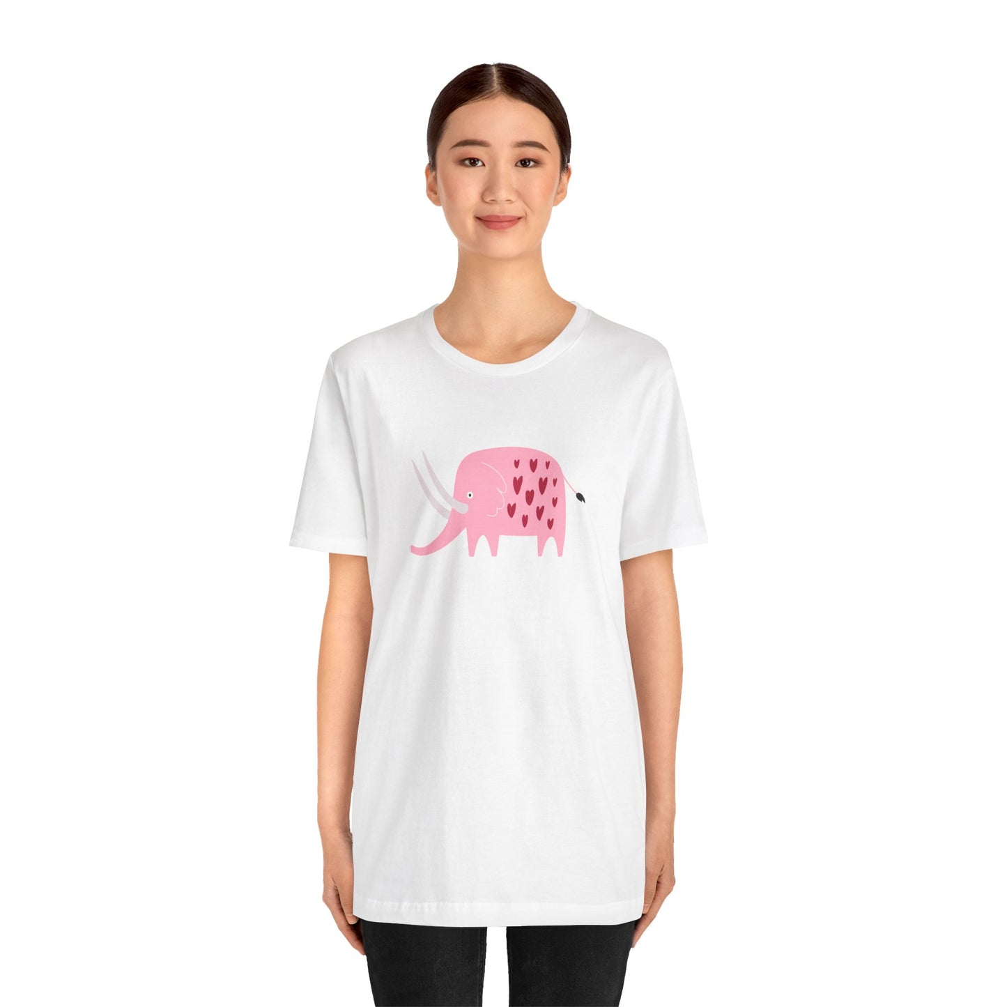 Adorable Elephant with Hearts Unisex Jersey Short Sleeve Tee
