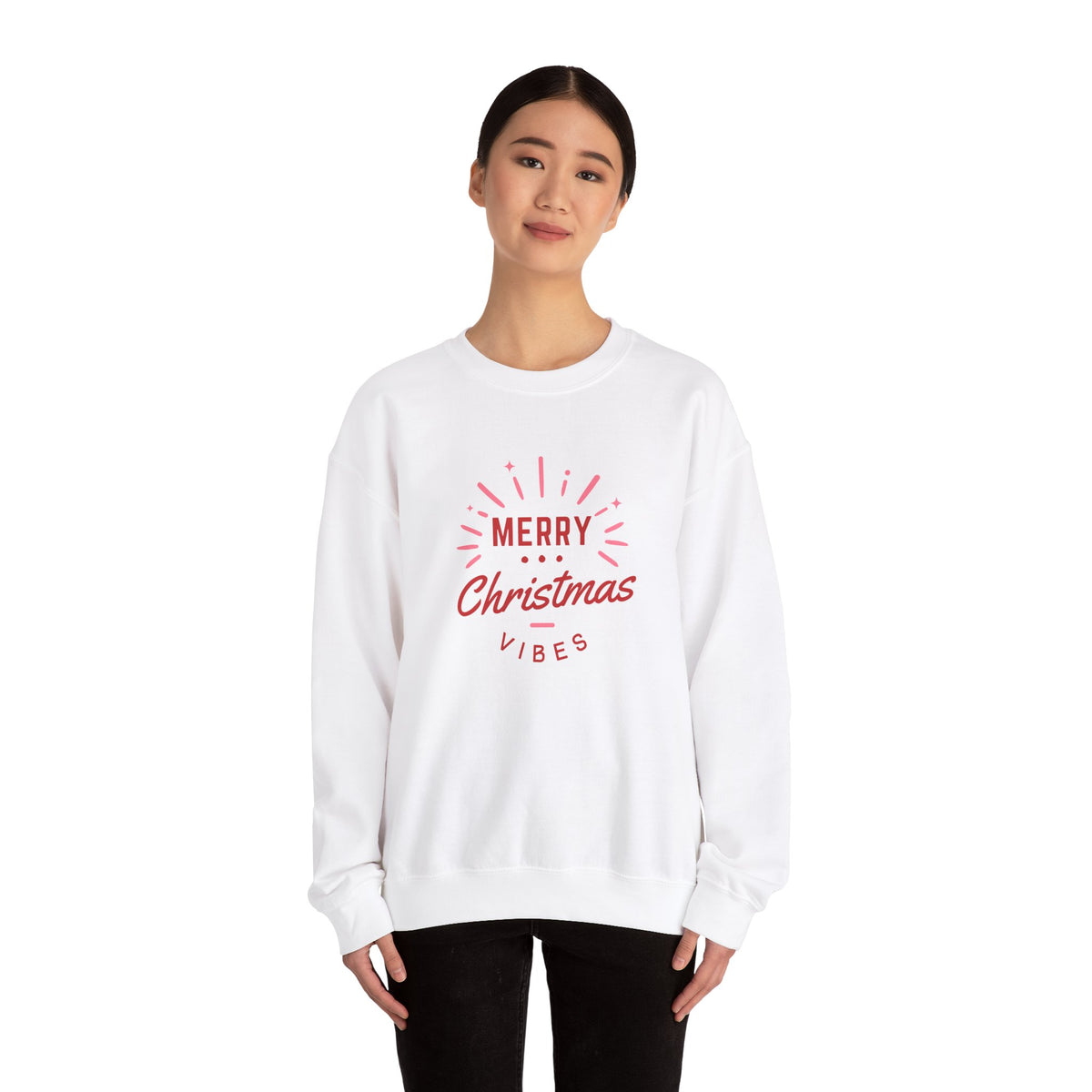 Unisex Heavy Blend Crewneck Sweatshirt Merry Christmas Vibes with Sunburst ππβ¨