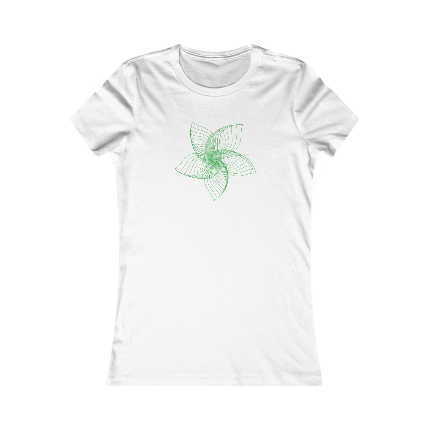Women's Favorite T-Shirt "Geometric Petal Play" Whimsical 5-Petal Flower Green Print
