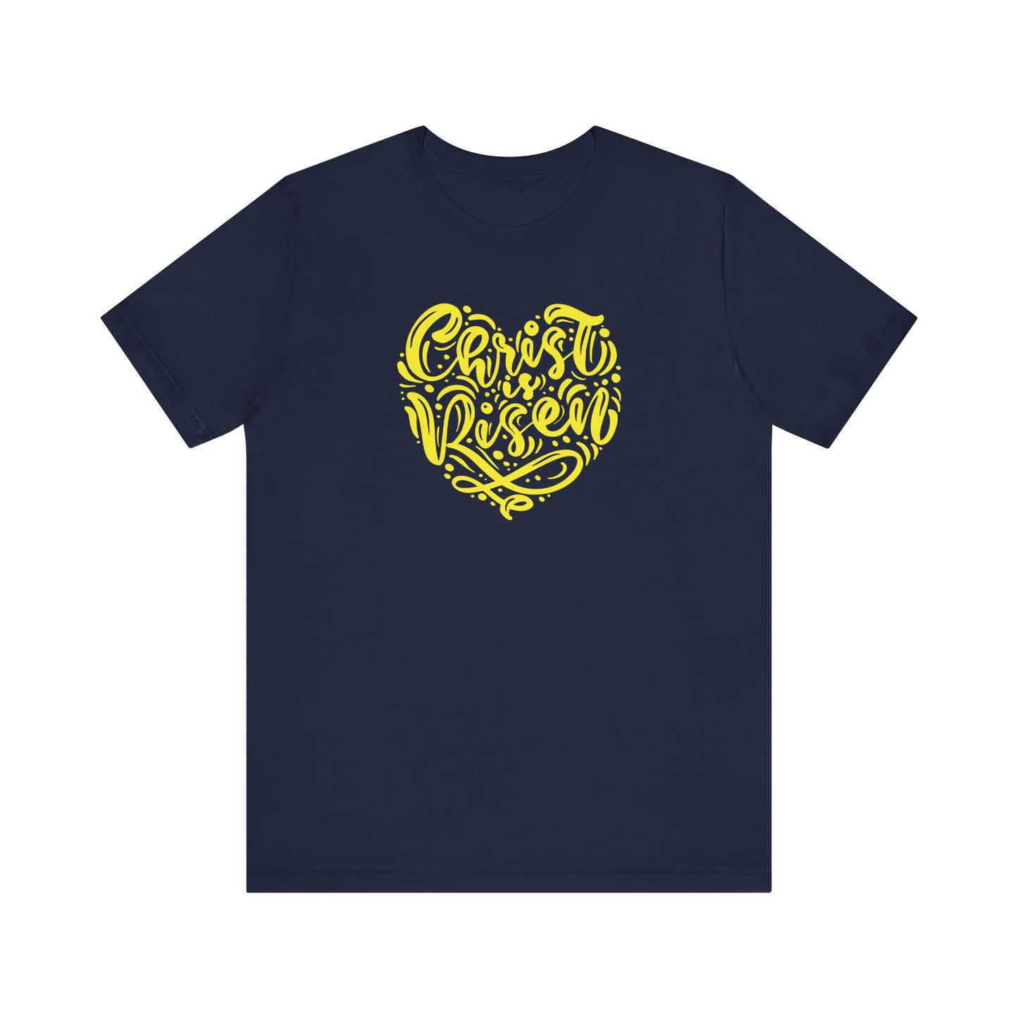 Christ is Risen Heart Shaped Yellow Print Unisex Jersey Short Sleeve Tee