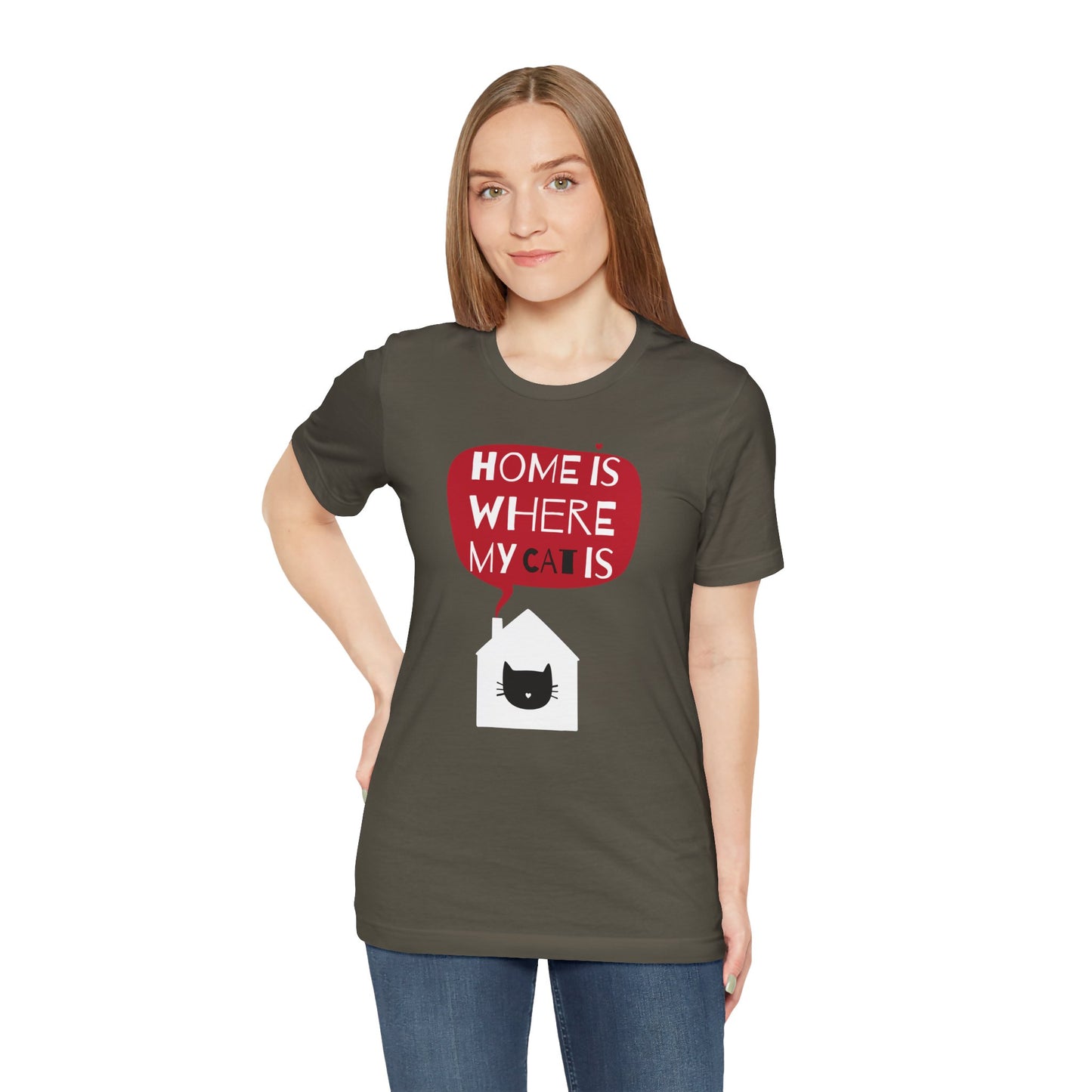 Home Is Where My Cat Is Unisex Jersey Short Sleeve Tee