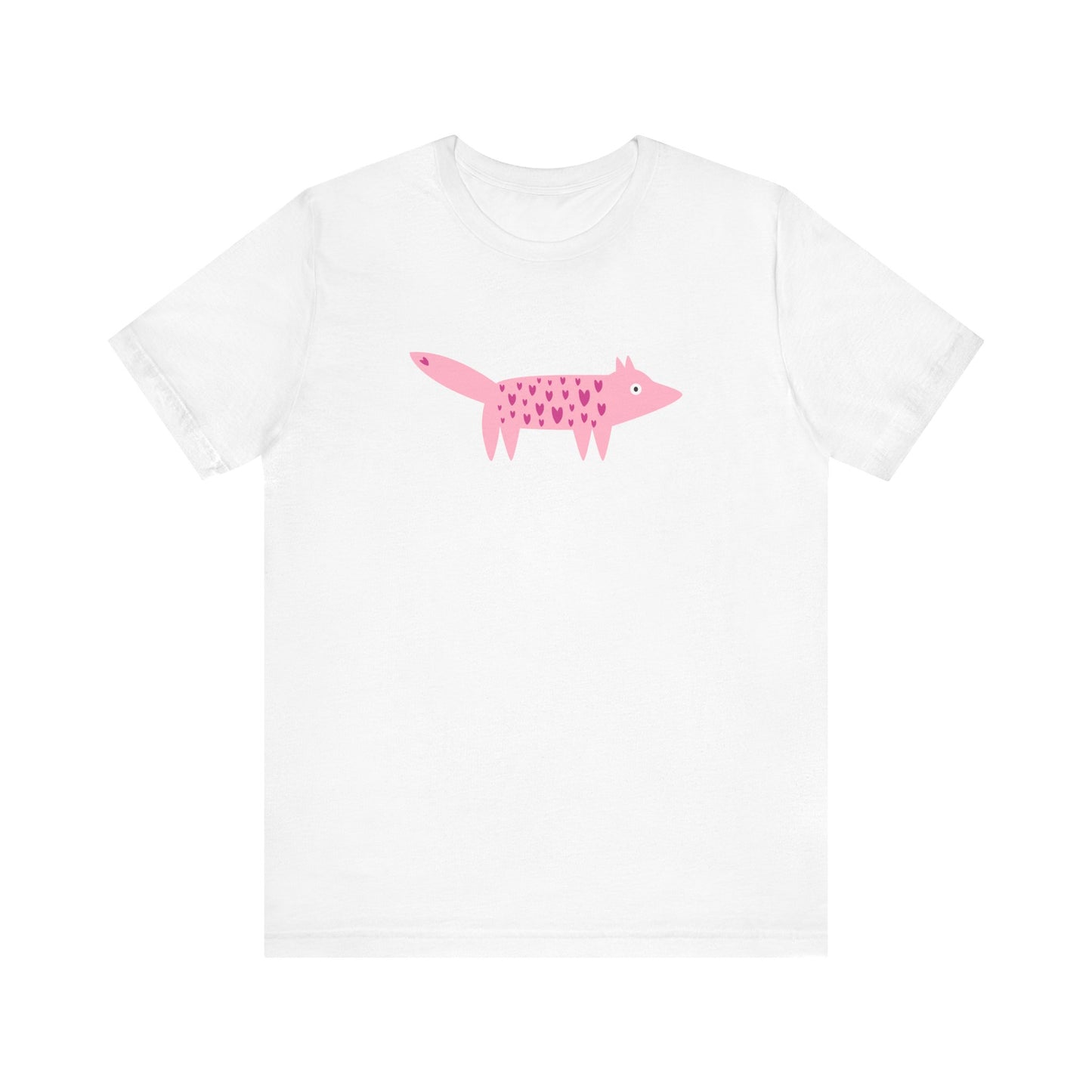 Foxy Love Fest Adorable Pink Fox with Hearts Unisex Jersey Short Sleeve Tee