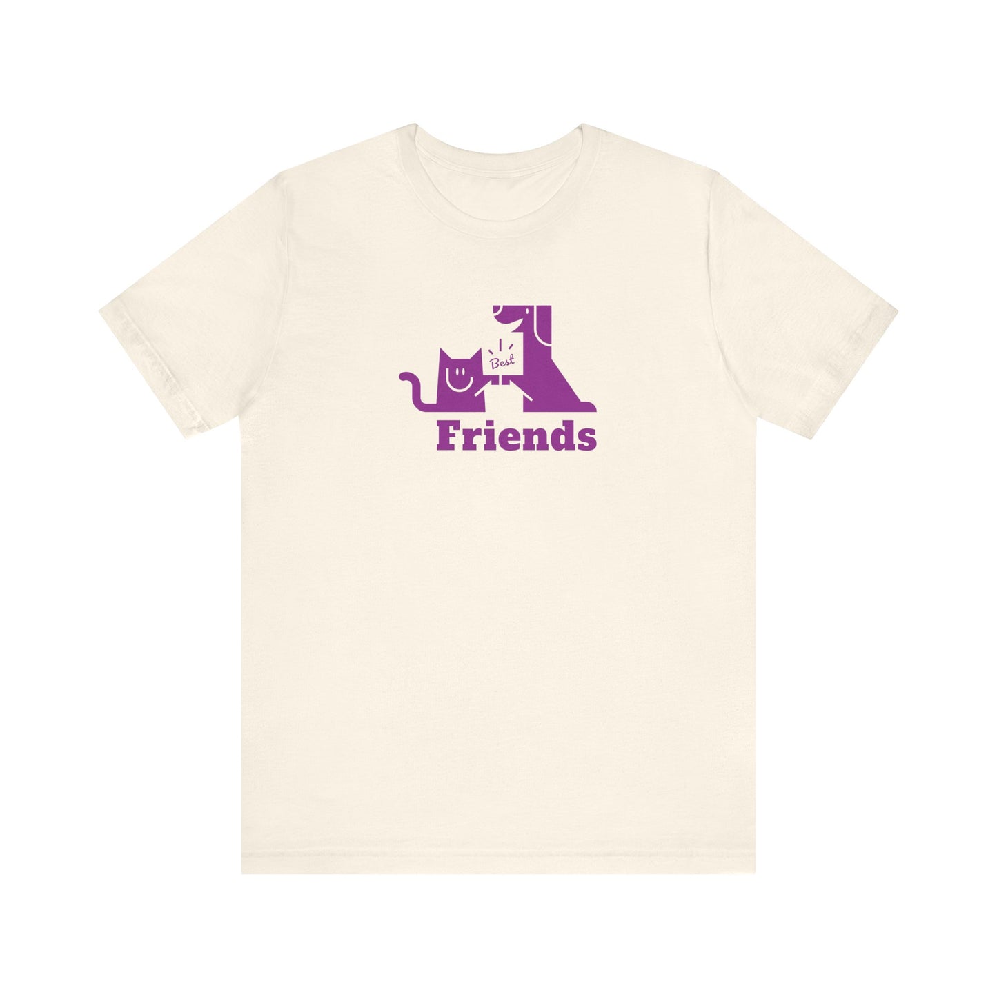 Cat & Dog Hi-5 Each Other Best Friends Purple Print Unisex Jersey Short Sleeve Tee