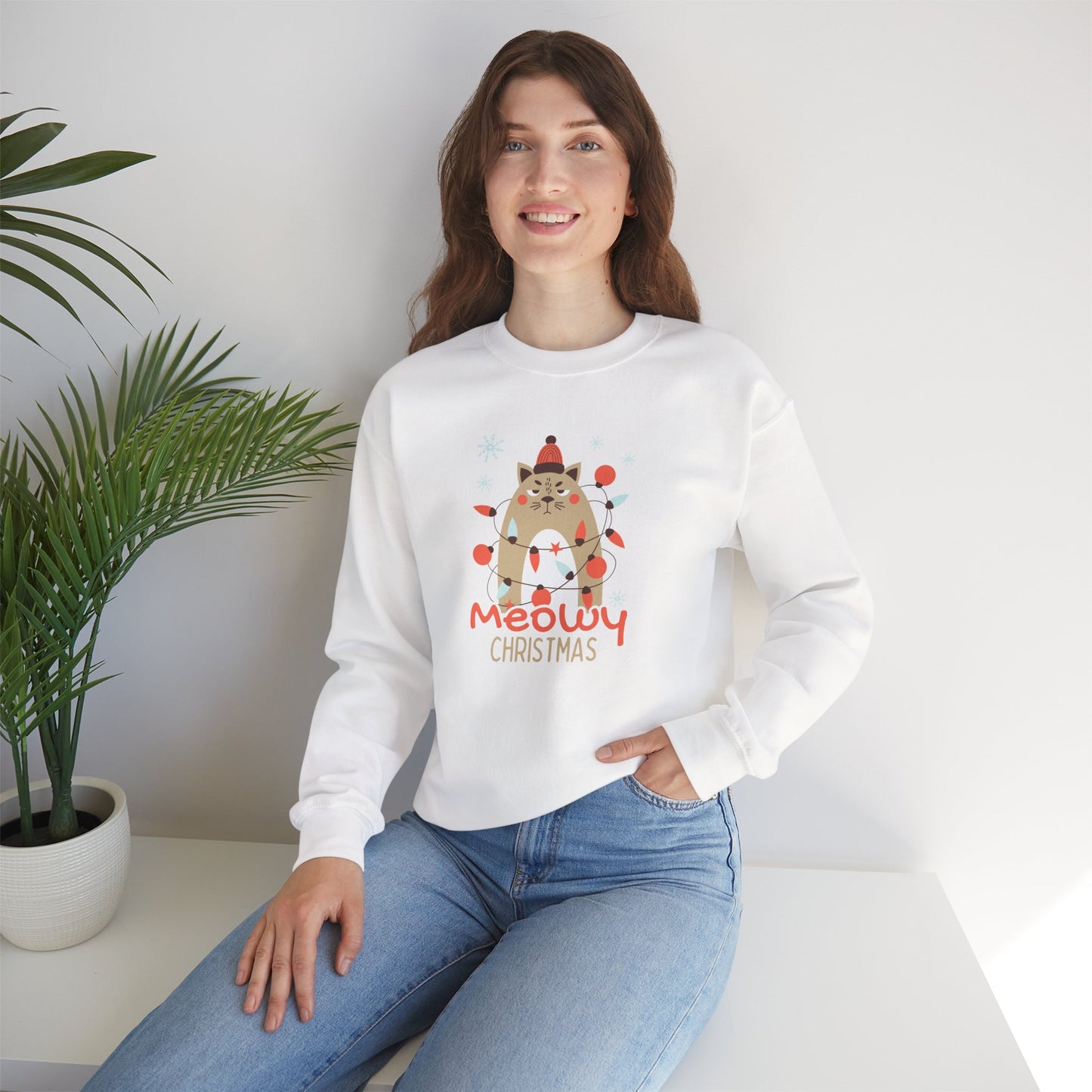 Meowy Christmas with Grumpy Cat ππΎβ¨ Unisex Heavy Blend Crewneck Sweatshirt