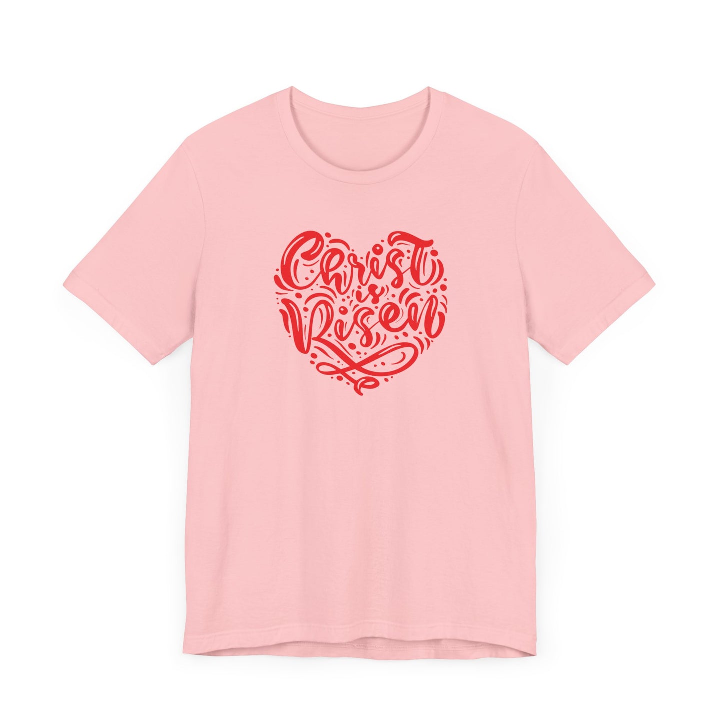 Christ is Risen Heart Shaped Red Print Unisex Jersey Short Sleeve Tee