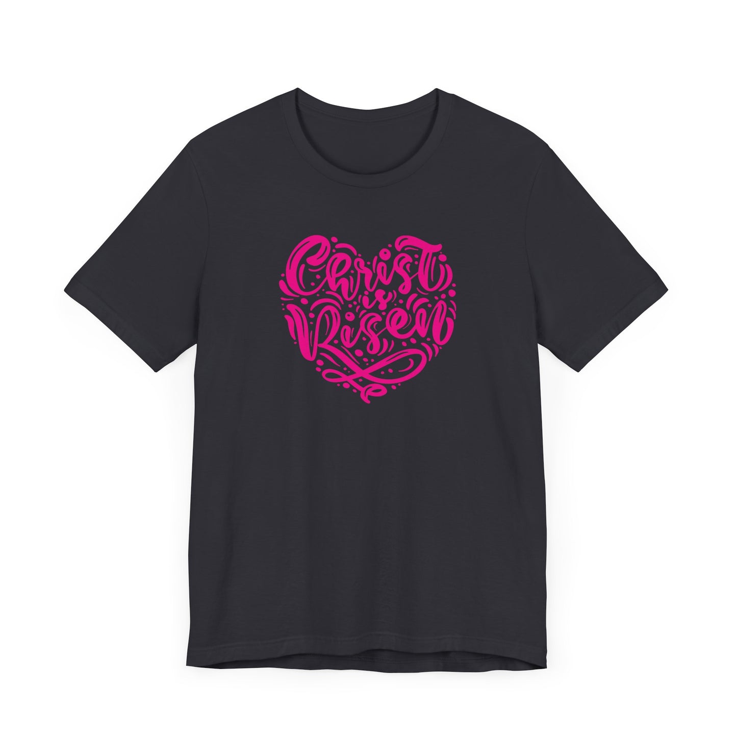 Christ is Risen Heart Shaped Pink Print Unisex Jersey Short Sleeve Tee