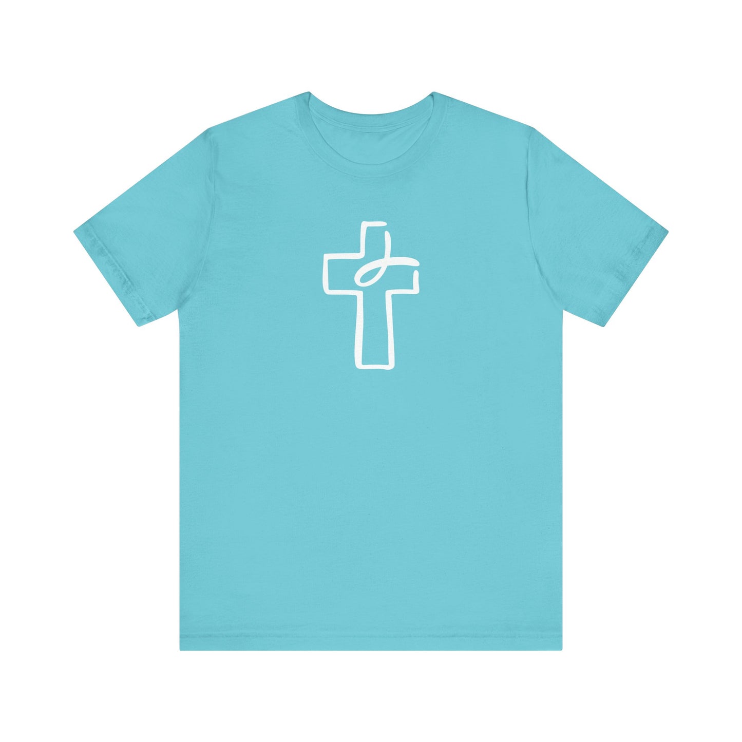 Crucifix Ichthys "Jesus Fish" White Print Unisex Jersey Short Sleeve Tee