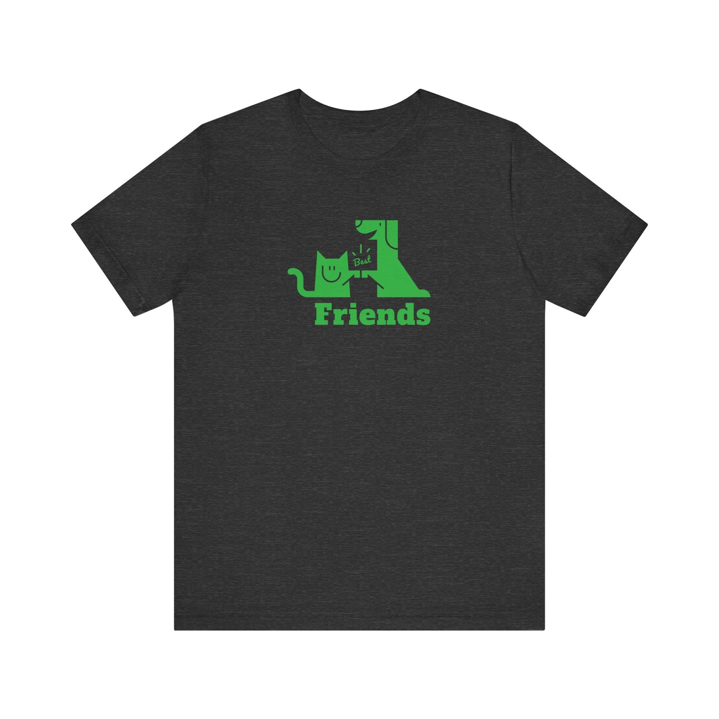 Cat & Dog Hi-5 Each Other Best Friends Green Print Unisex Jersey Short Sleeve Tee