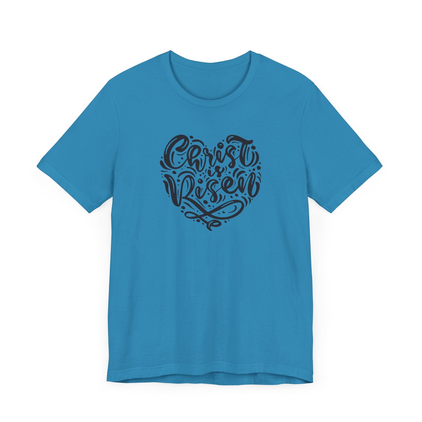 Christ is Risen Heart Shaped Black Print Unisex Jersey Short Sleeve Tee