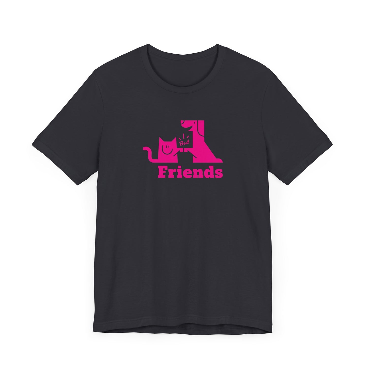 Cat & Dog Hi-5 Each Other Best Friends Pink Print Unisex Jersey Short Sleeve Tee