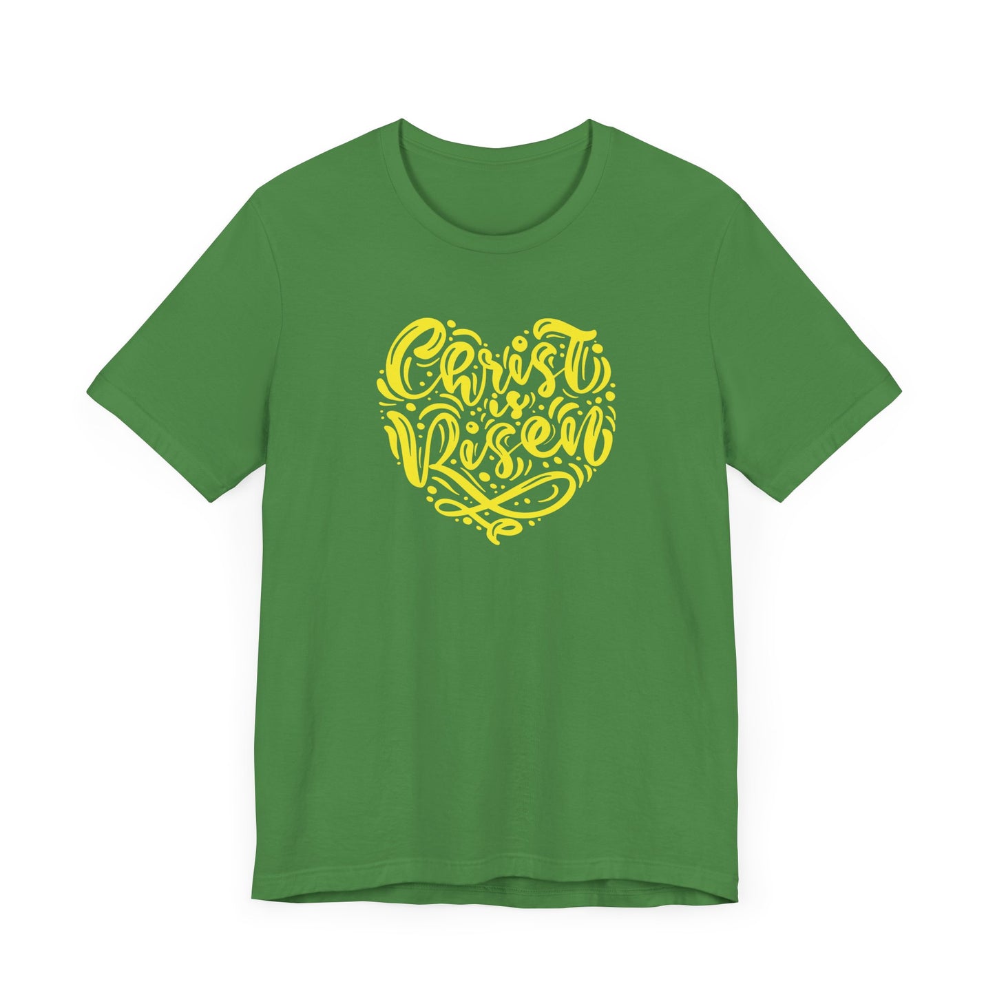 Christ is Risen Heart Shaped Yellow Print Unisex Jersey Short Sleeve Tee