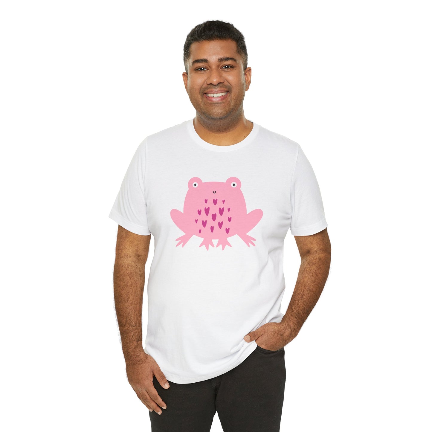 Adorable Pink Frog with Hearts Unisex Jersey Short Sleeve Tee