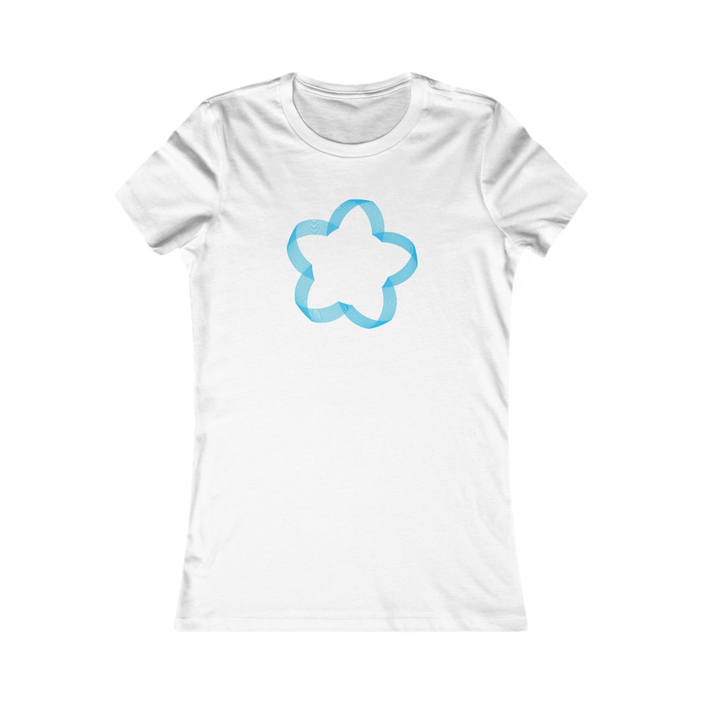 Women's Favorite T-Shirt "Geometric Petal Play" Whimsical 5-Petal Flower Blue Print