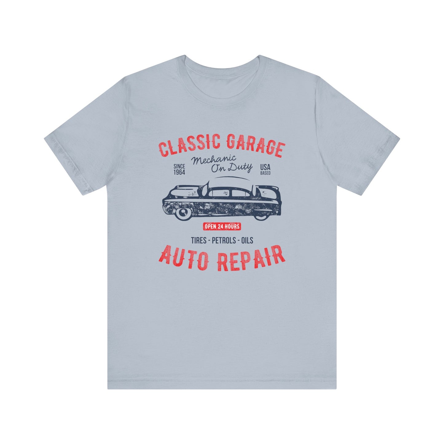 Unisex Jersey Short Sleeve Tee Classic Garage Auto Repair Red Print
