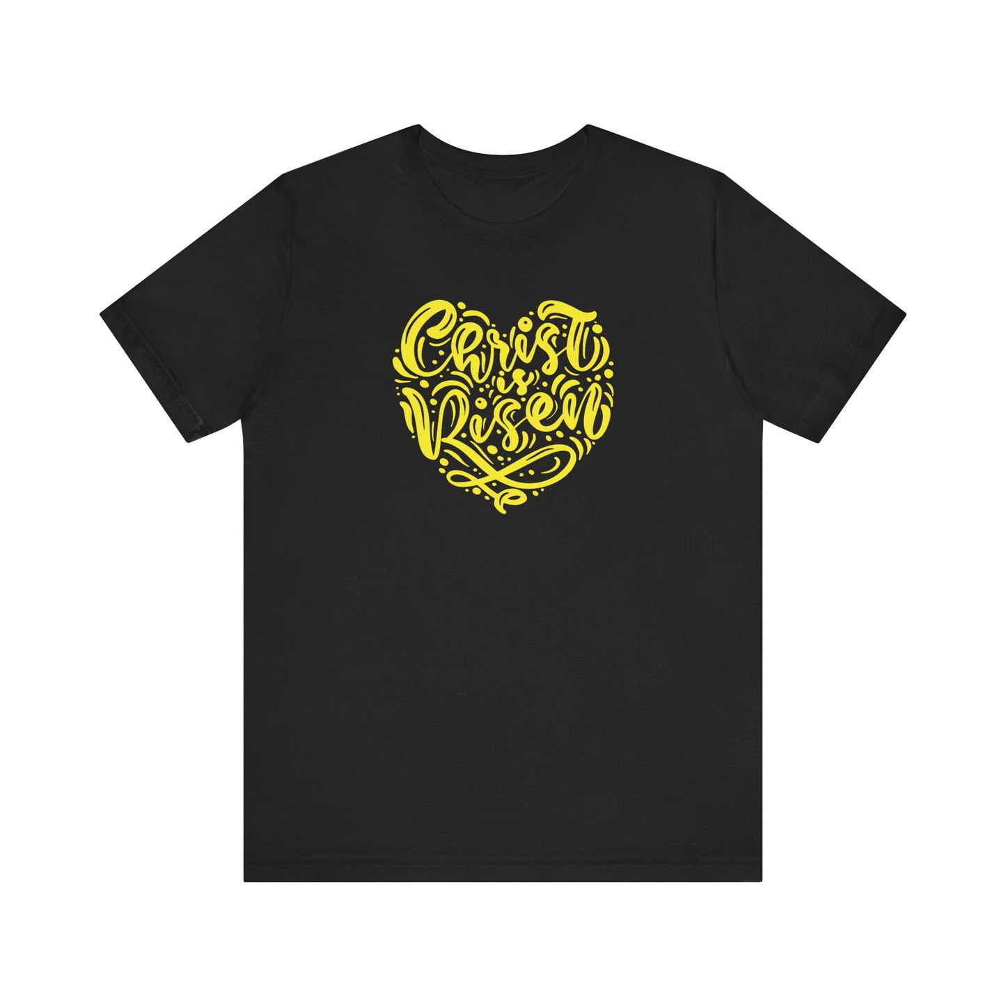 Christ is Risen Heart Shaped Yellow Print Unisex Jersey Short Sleeve Tee