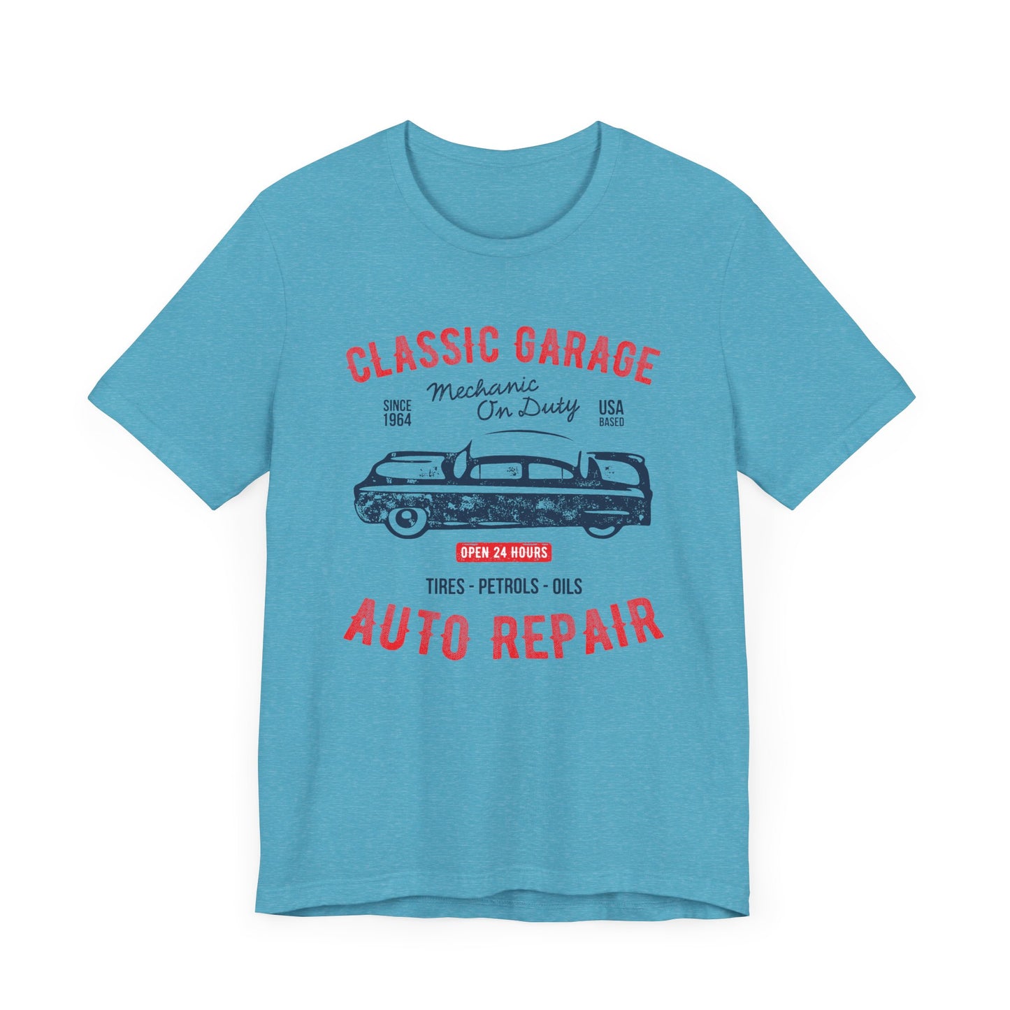Unisex Jersey Short Sleeve Tee Classic Garage Auto Repair Red Print