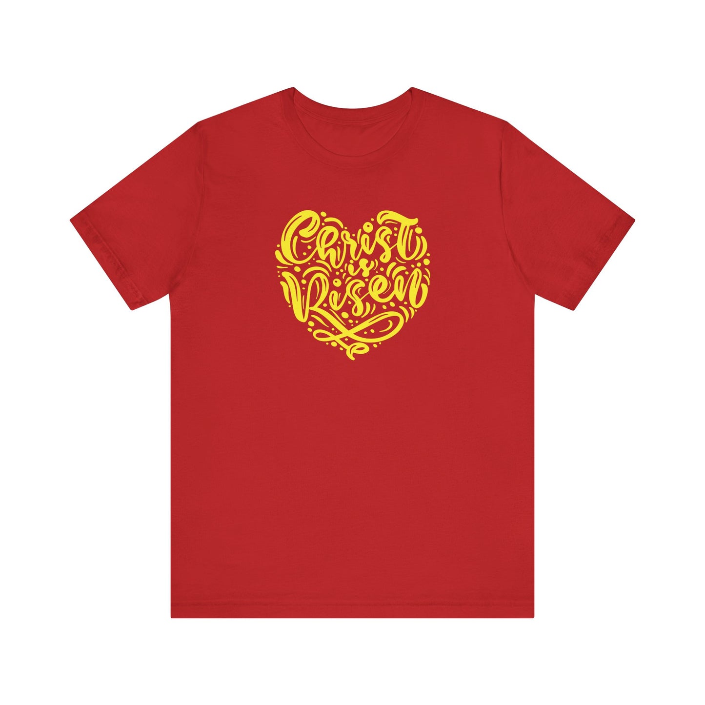 Christ is Risen Heart Shaped Yellow Print Unisex Jersey Short Sleeve Tee