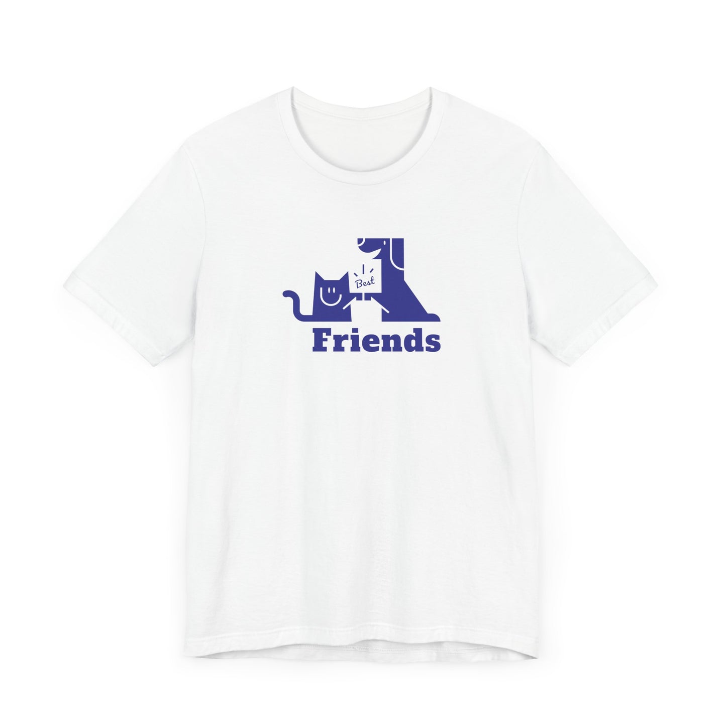 Cat & Dog Hi-5 Each Other Best Friends Navy Print Unisex Jersey Short Sleeve Tee