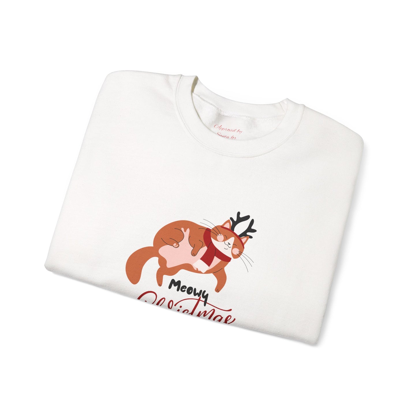 Meowy Christmas with Reindeer Cat ππ±π¦ Unisex Heavy Blend Crewneck Sweatshirt