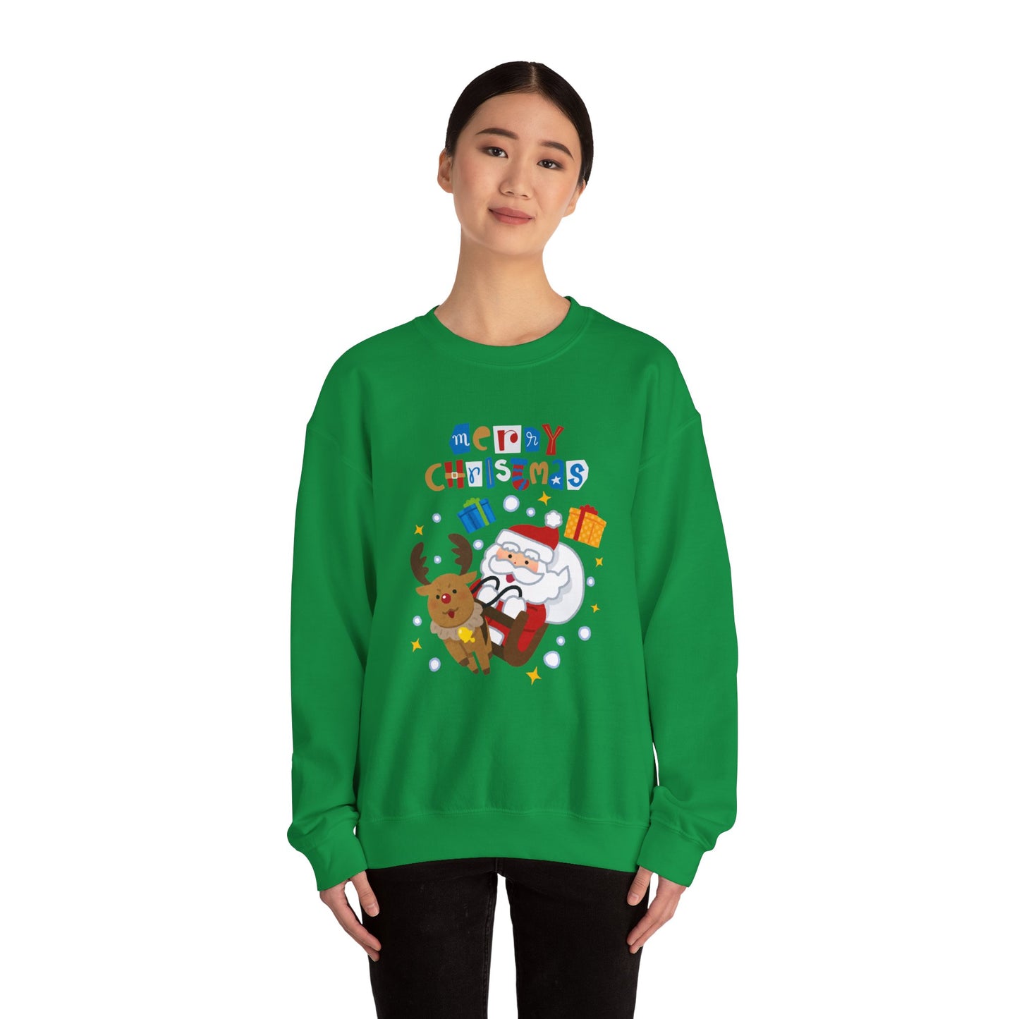 Unisex Heavy Blend Crewneck Sweatshirt Santa & Reindeer Merry Christmas π
π¦β¨