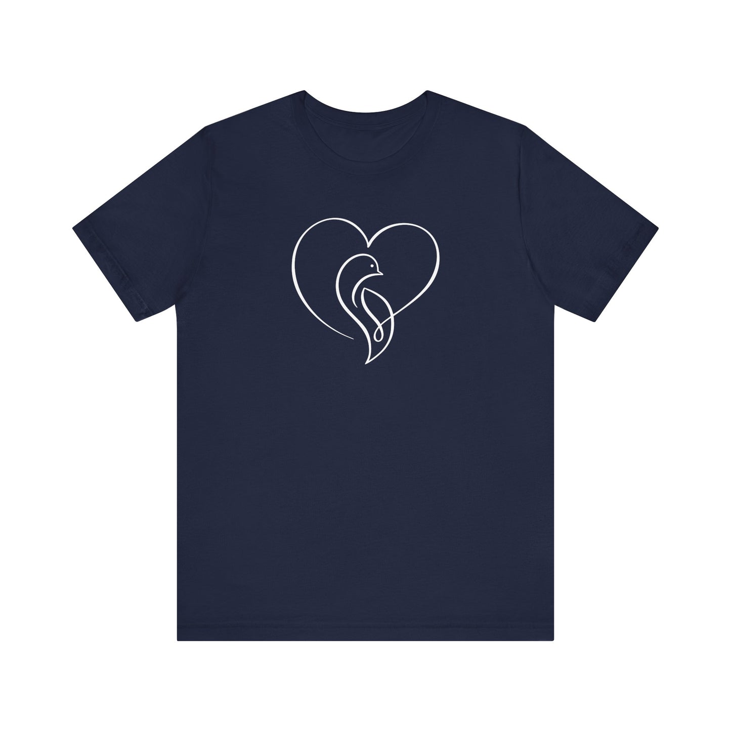 Unisex Jersey Short Sleeve Tee Christian Dove Heart White Print