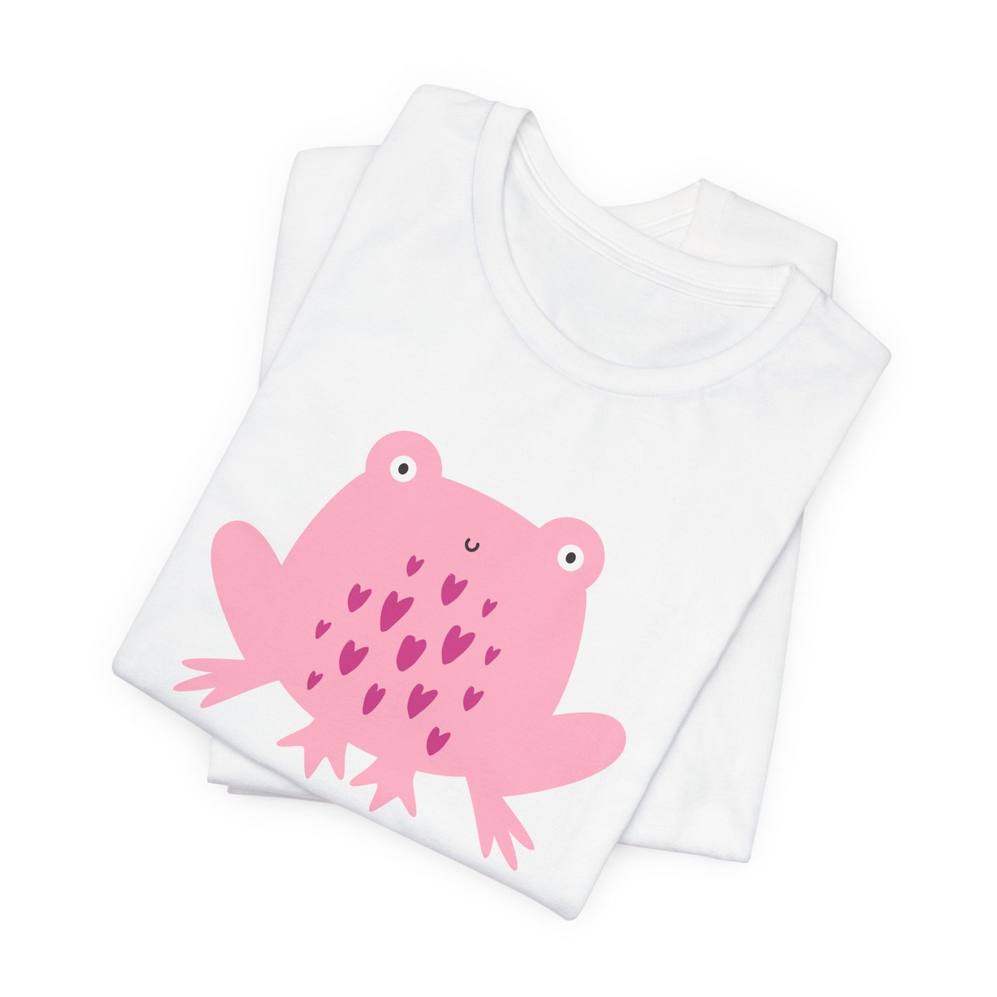 Adorable Pink Frog with Hearts Unisex Jersey Short Sleeve Tee