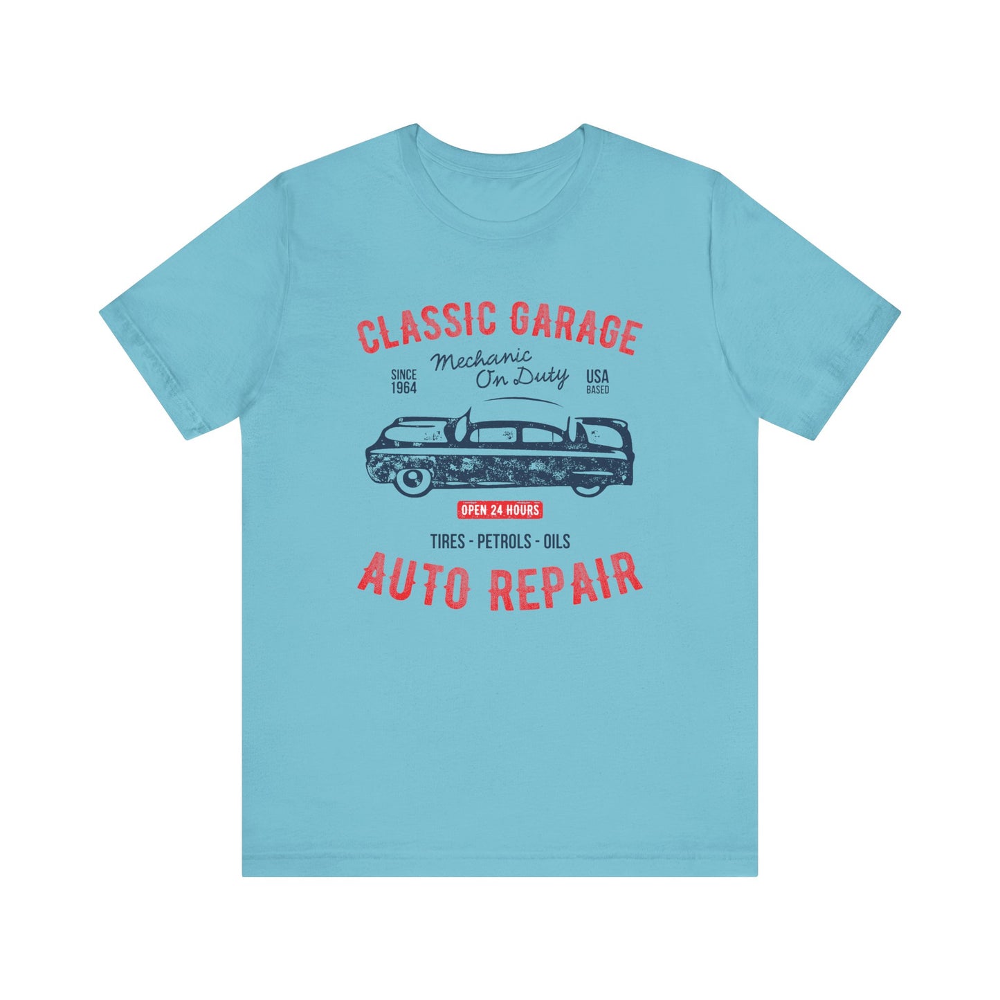 Unisex Jersey Short Sleeve Tee Classic Garage Auto Repair Red Print