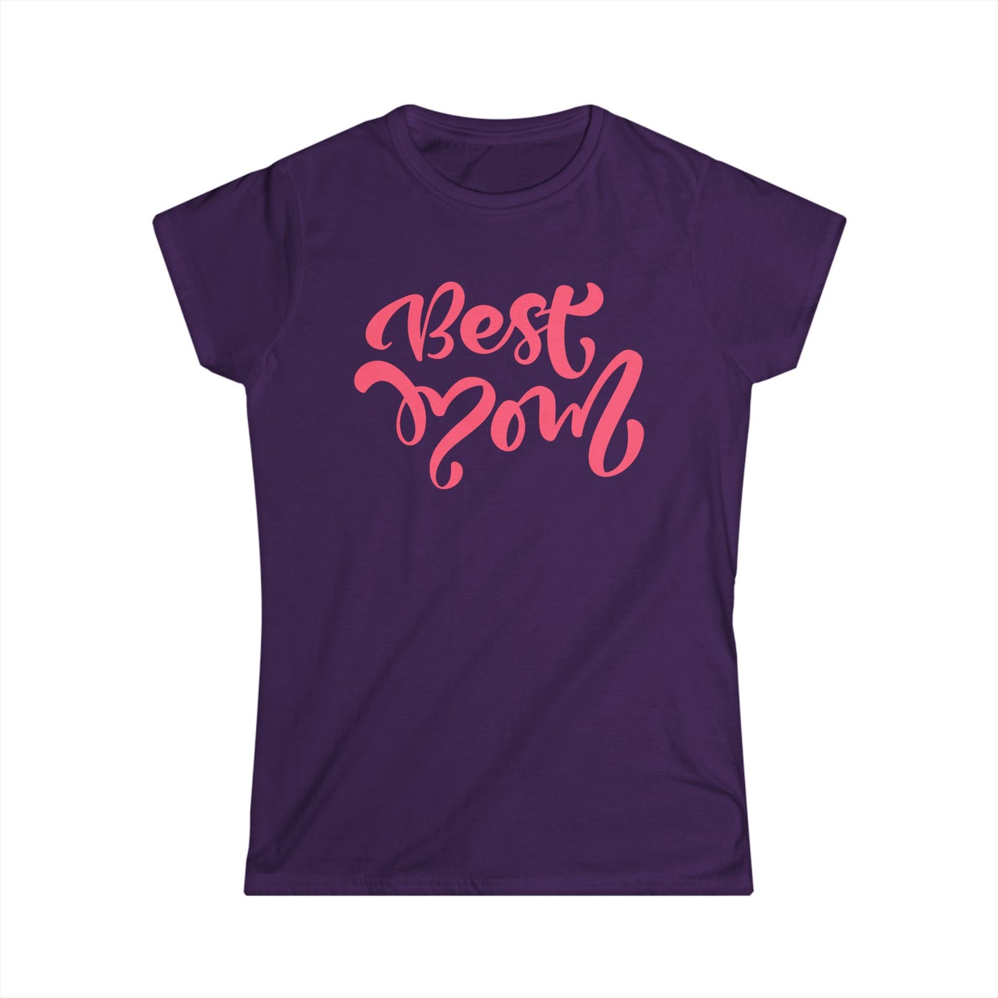 Best Mom Peach Color Print Women's Softstyle Tee