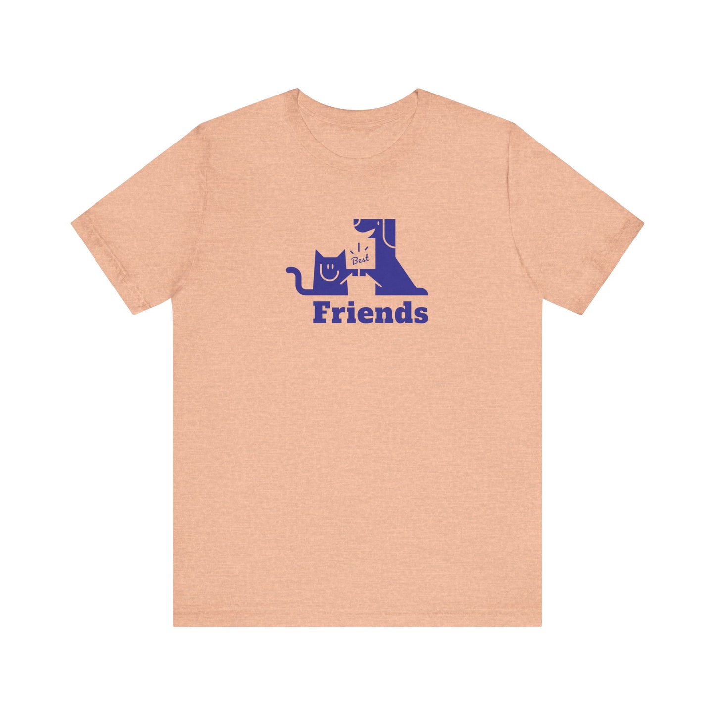 Cat & Dog Hi-5 Each Other Best Friends Navy Print Unisex Jersey Short Sleeve Tee