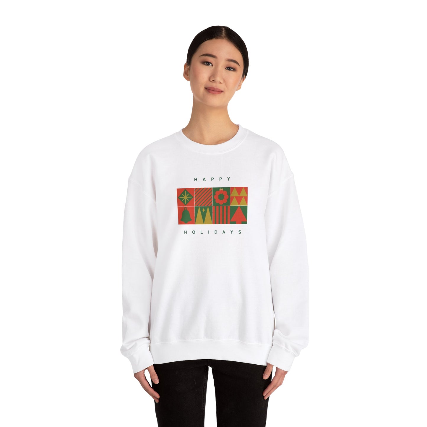 Unisex Heavy Blend Crewneck Sweatshirt Happy Holidays with Festive Elements ππβ¨