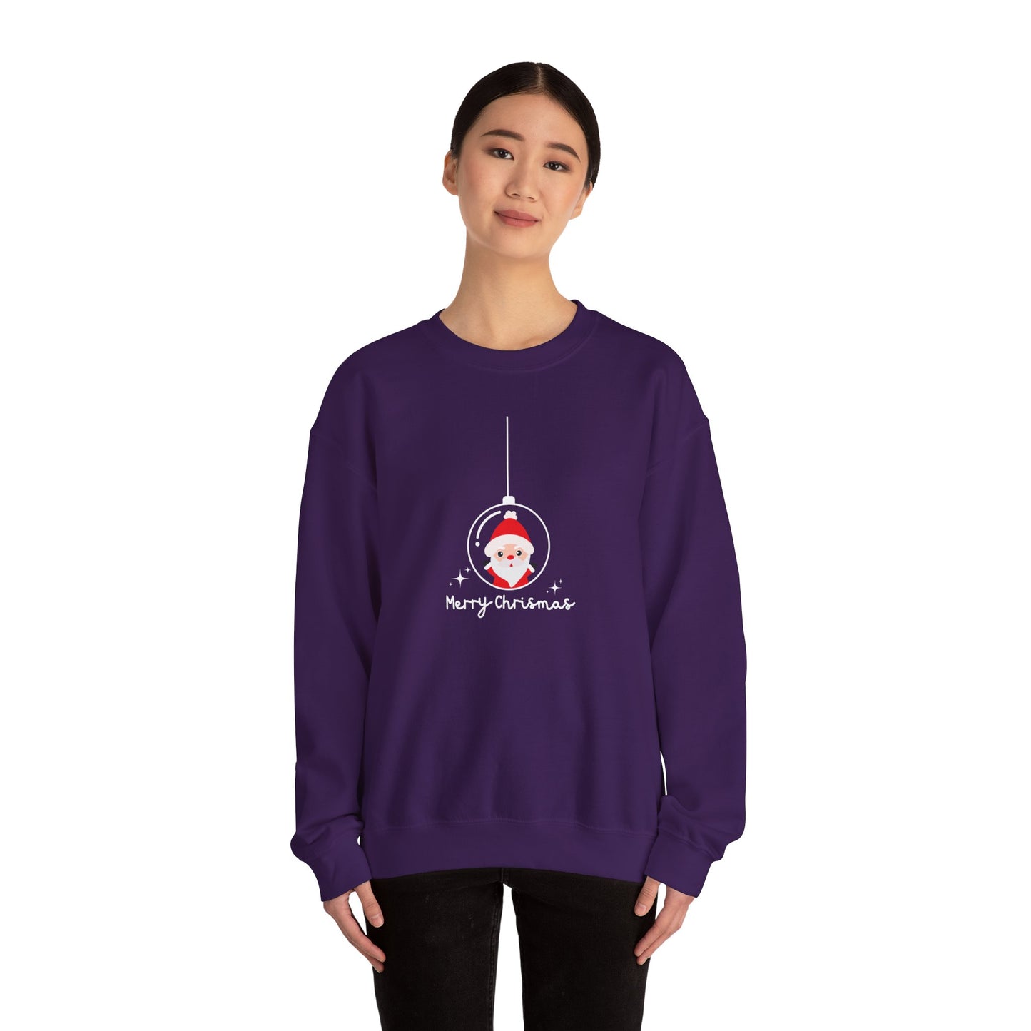 Unisex Heavy Blend Crewneck Sweatshirt Santa in Glass Ornament with Merry Christmas πβ¨