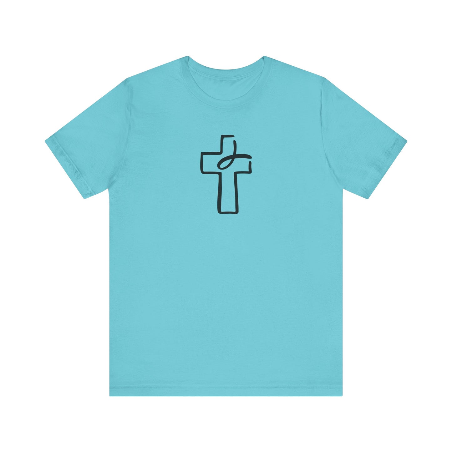 Crucifix Ichthys "Jesus Fish" Black Print Unisex Jersey Short Sleeve Tee