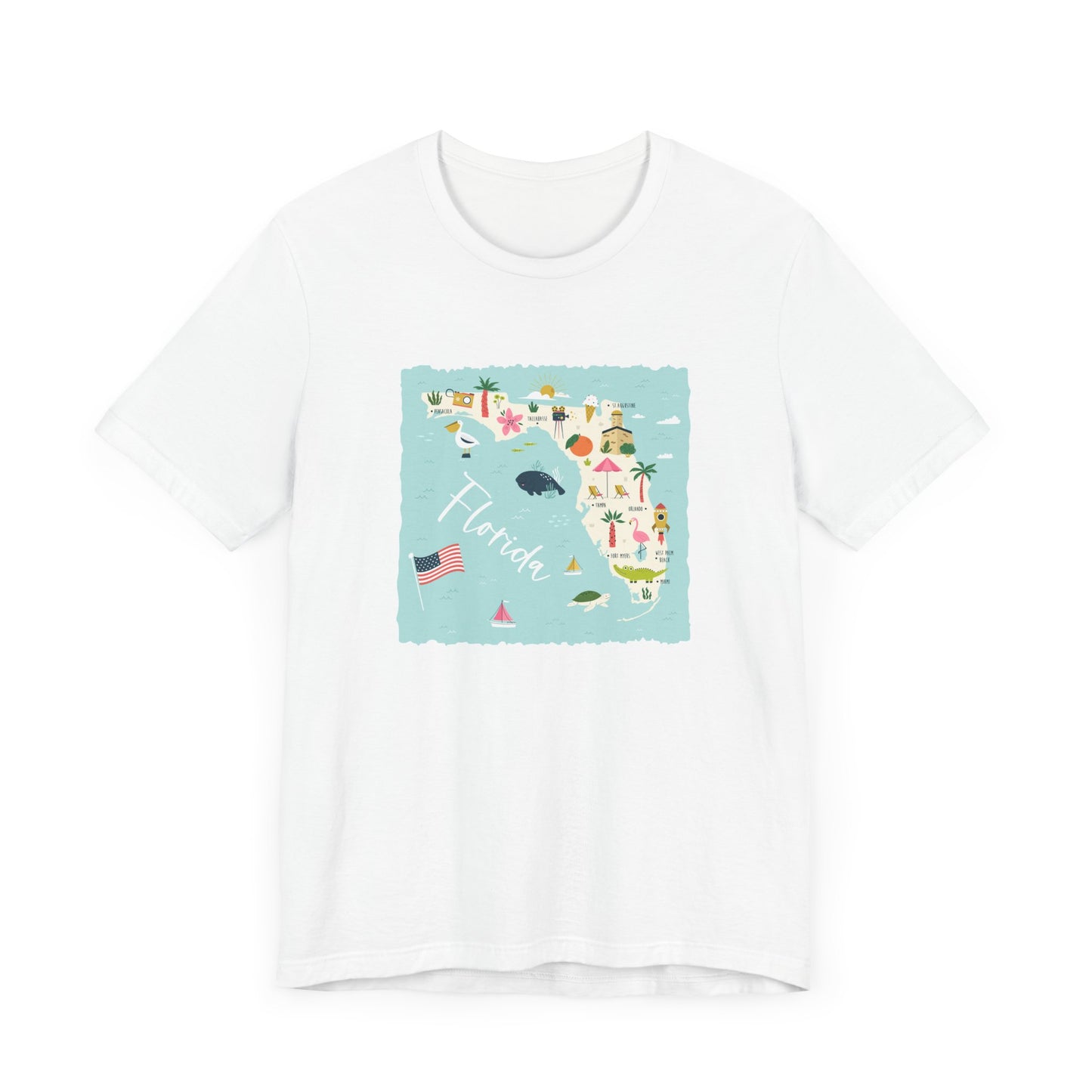 Florida Fun Map Unisex Jersey Short Sleeve Tee